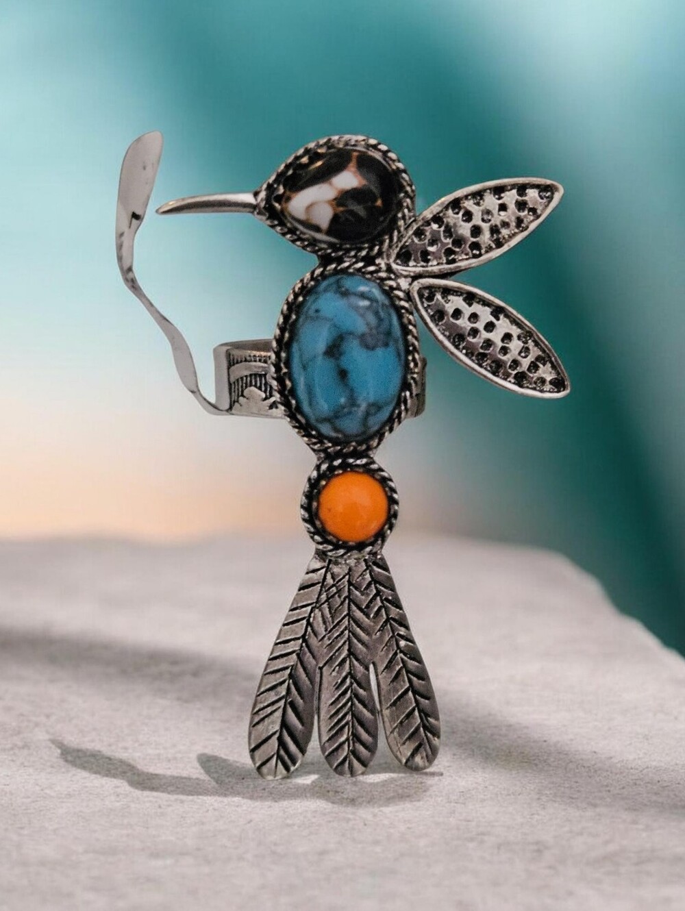 TURQUOISE HUMMINGBIRD RING